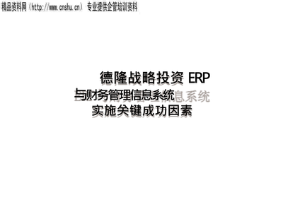 某咨询-ERP与财务管理信息系统实施关键成功因素