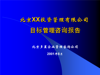 教案XX投资管理目标管理咨询报告.ppt